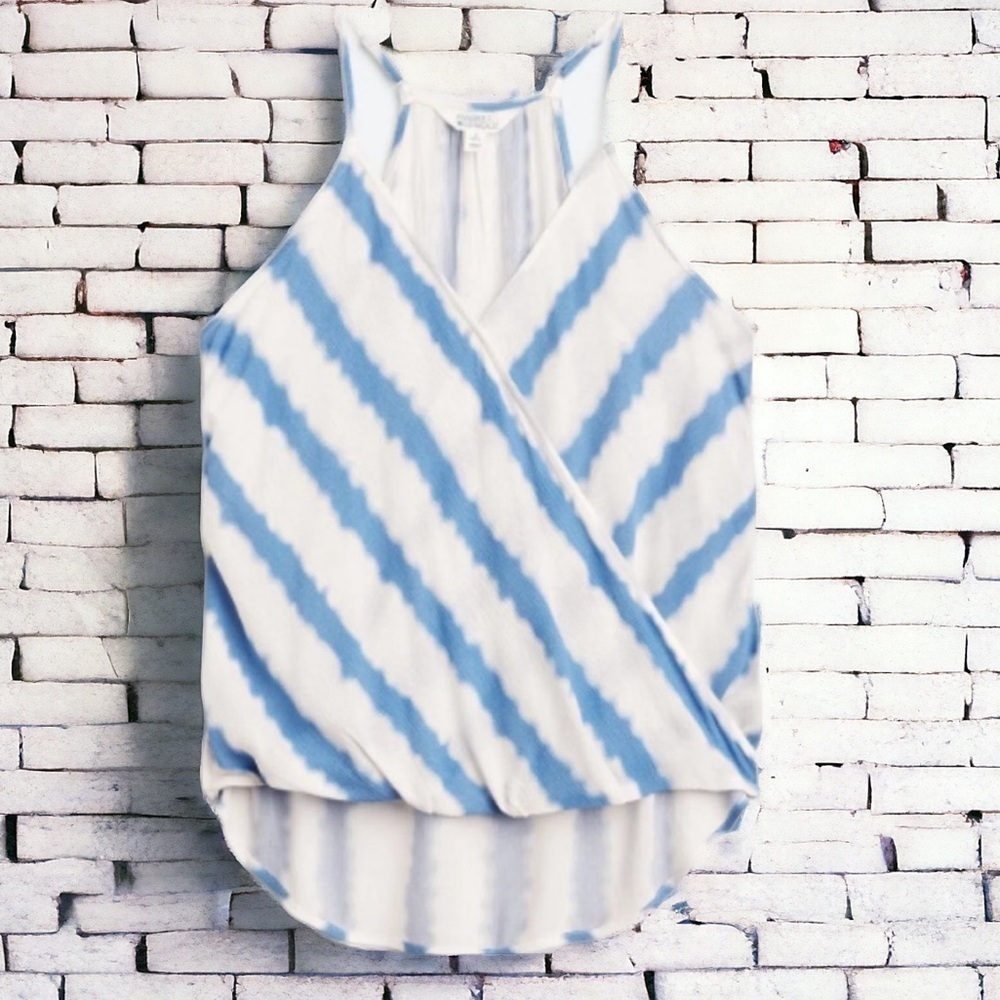 Market & Spruce Stitchfix Quiet Harbor Tie Dye Stripe Blue White Mac Surplice